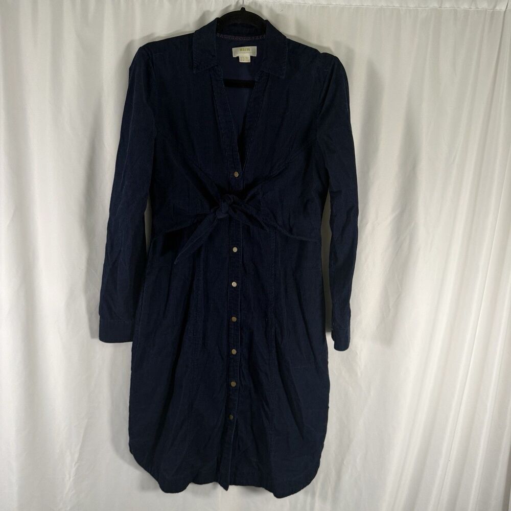 Maeve Anthropologie Midi Dress Women's 6 Blue Corduroy Long Sleeve Collared